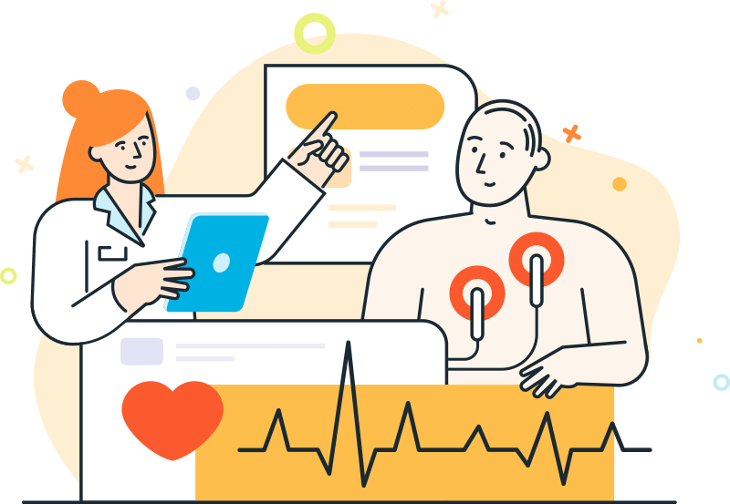 Cardiovascular disease illustration - Doctor performing an ECG on a patient