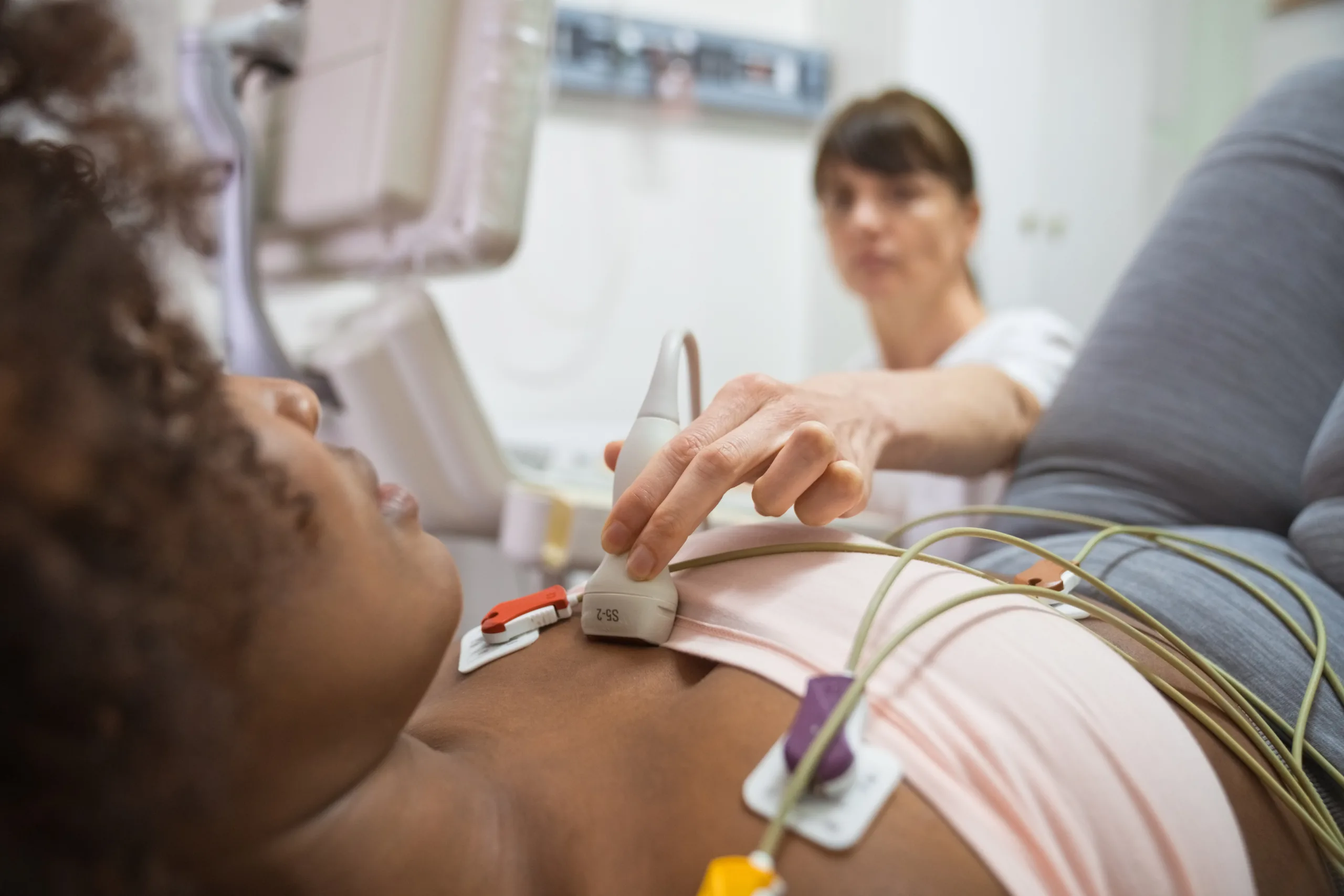 Doctor doing ECG exercise test at examination room