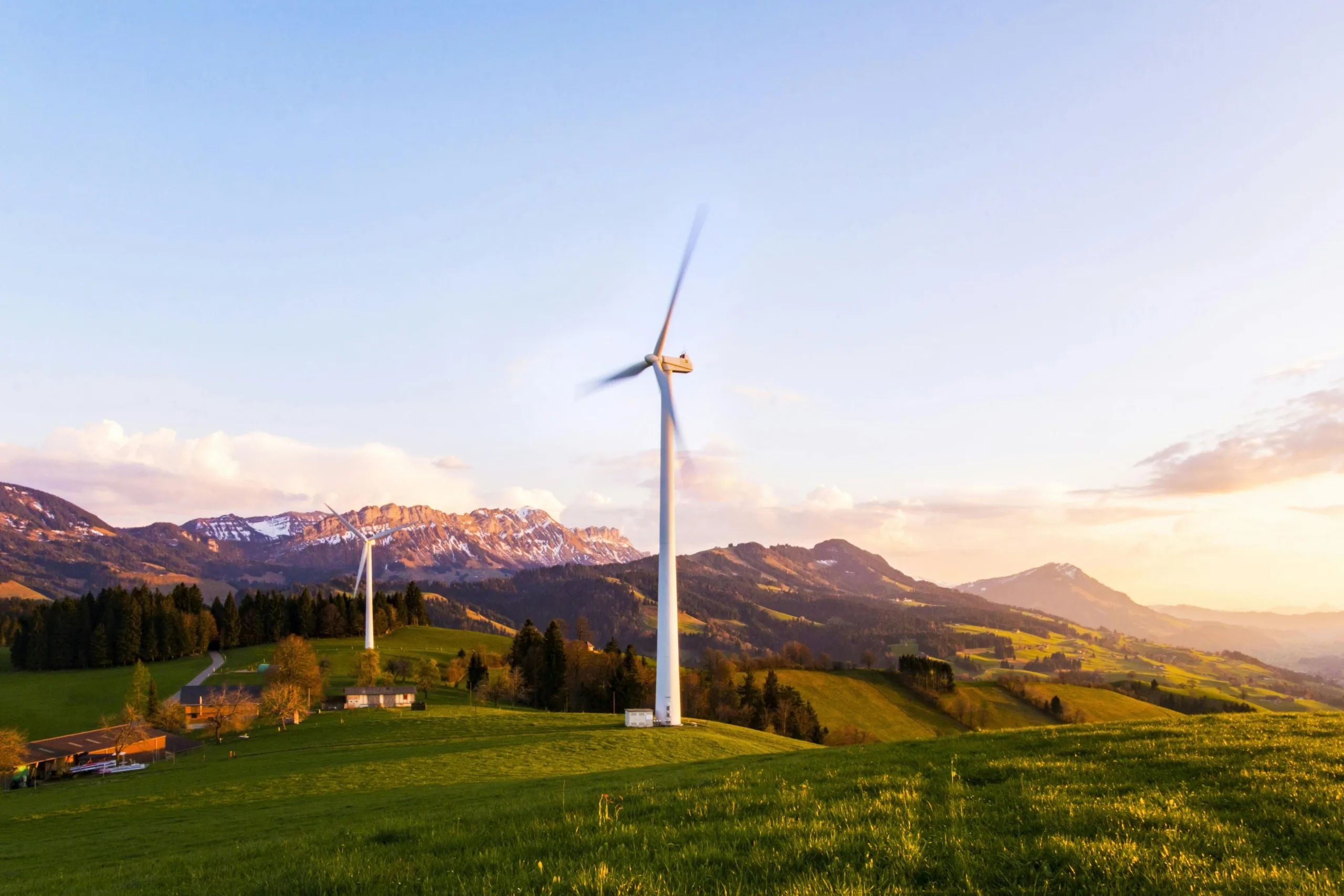 Wind turbine in hills